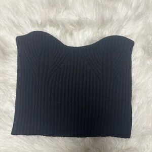 Rumors Black Ribbed Knit Cropped Tube Top size Small